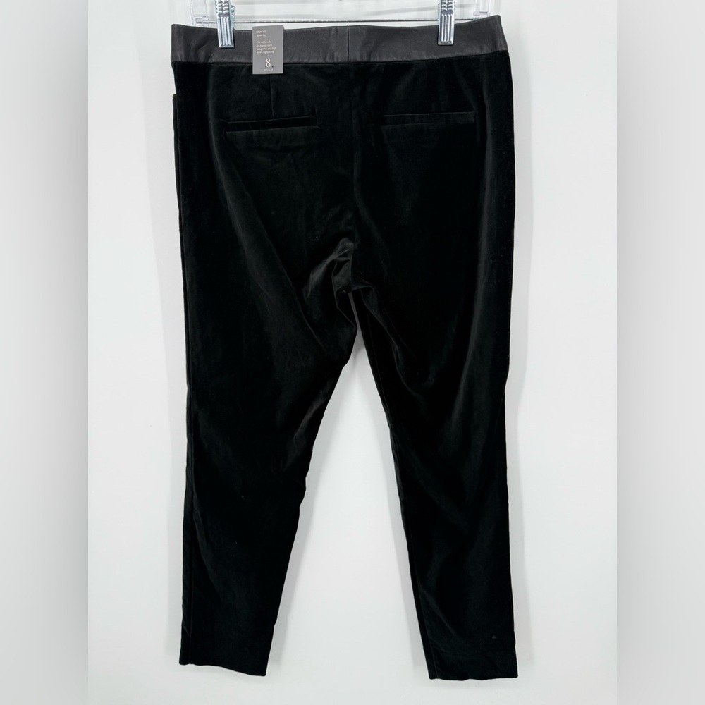 The Limited Drew Fit Women's Black Velvet and Leather Trousers Size 8 - Picture 2 of 8